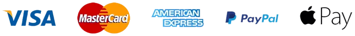 Visa, Mastercard, American Express, PayPal and Apple Pay